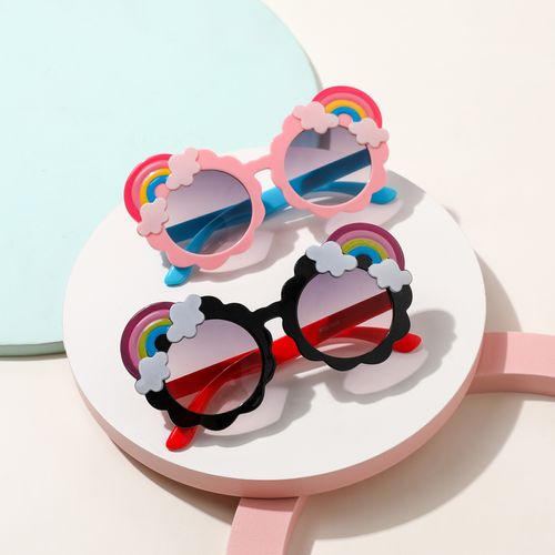Kinder-Cartoon-Regenbogenbrille, dekorative Brille (mit Brillenetui)