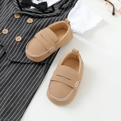 Baby / Toddler Topstitching Design Pure Color Soft Sole Prewalker Shoes