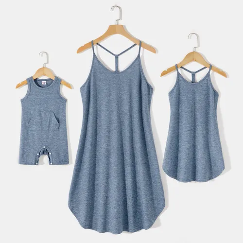 Solid 95% Cotton Slip Dress for Mom and Me
