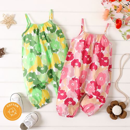 100% Cotton Baby Girl All Over Floral Print Cami Jumpsuit