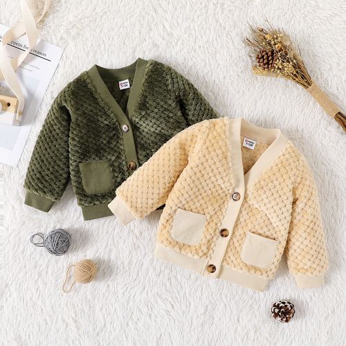 Baby Boy/Girl Thermal Fuzzy Long-sleeve Button Cardigan