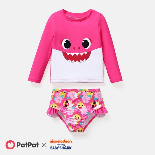 Babyhai-Kleinkindmädchen/Junge 2pcs langärmliges Oberteil und Shorts-Badeanzug