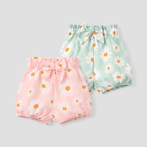 Baby Girl Allover Floral Print Bow Front Shorts