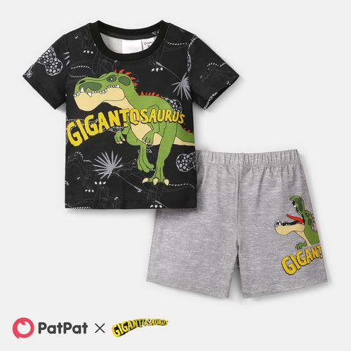 Gigantosaurus Toddler Boy 2pcs Letter Print Short-sleeve Tee and Shorts Pajamas Set