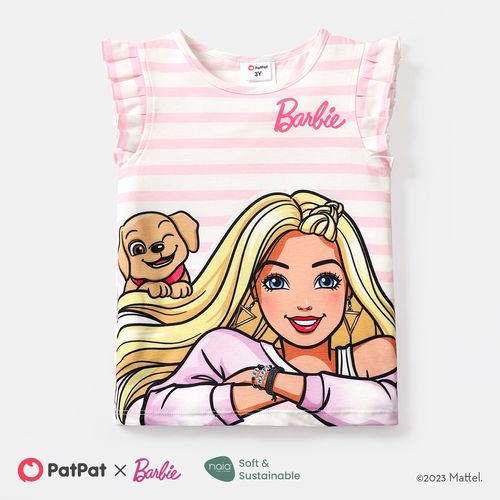 Barbie Toddler Girl Naia Stripe Flutter-sleeve Tee