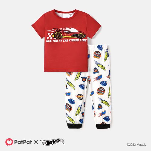 Hot Wheels Toddler Boy 2pcs Short-sleeve Tee and Pants Pajamas Set