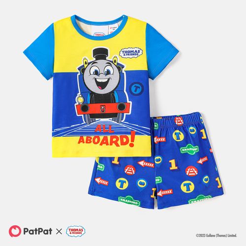 Thomas & Friends Toddler Boy 2pcs Colorblock Short-sleeve Tee and Elasticized Shorts Set