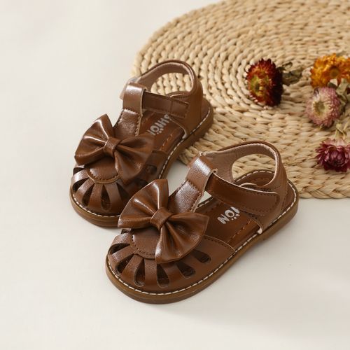 Toddler/Kid Velcro Bow Decor Solid Sandals 