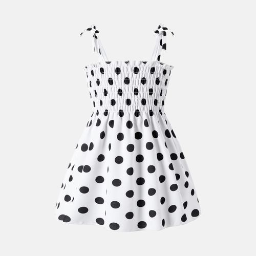 Baby Girl Allover Polka Dots Print Smocked Slip Dress
