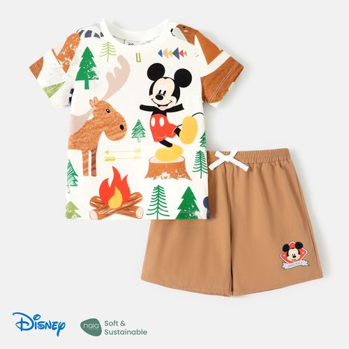 Disney Toddler Girl/Boy 2pcs Naia™ Character & Animal Print Short-sleeve Tee and Solid Shorts Set