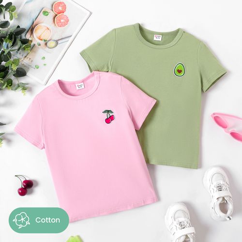 Kid Girl/Boy Fruit Patched Detail Short-sleeve Cotton Tee