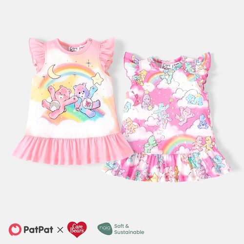 Care Bears Baby Girl Naia™ Character and Rainbow Print Ruffled Dress