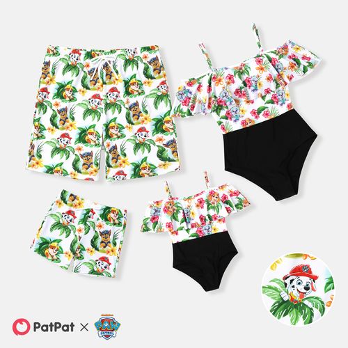 PAW Patrol Family Matching Character Print Ruffled One Piece Swimsuit or Swim Trunks Shorts
