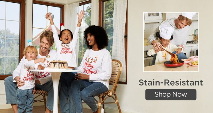 Go-Neat Water Repellent and Stain Resistant Christmas Family Matching Antlers & Letter Print Long-sleeve Tee