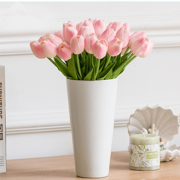 2-pack / 5-pack Tulips Artificial Flowers PU Real Touch Fake Tulips Flowers  for Table Office Wedding Dining Room Home Decoration White