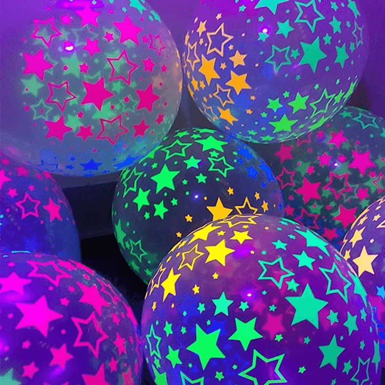 10-pack Colorful Flashing Luminous Balloon Lights for Wedding Birthday Party Decorations (Glow Under Violet Light) Red