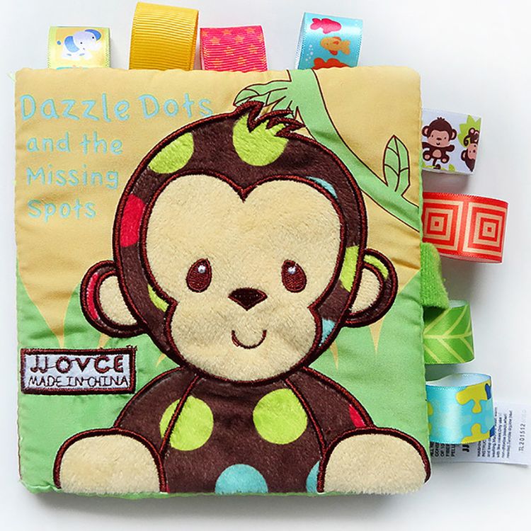 Adorable Animal Monkey Dog Sheep Owl Cloth Baby Book Intelligence Development Educational Toy Soft Cloth Learning Cognize Books  4pages Yellow