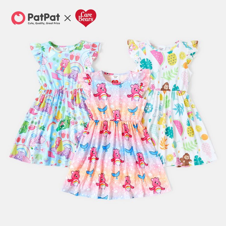 Care Bears Toddler Girl Classic and Magic Fruits Patterns Dress White