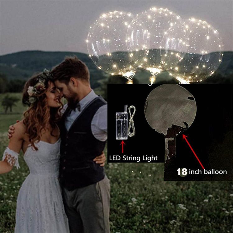 LED Bubble Balloon Copper Wire String Lights Wedding Birthday Holiday Party Decorations LED Light Balloon White