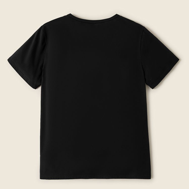 Family Matching Cotton Short-sleeve Letter Print Black T-shirts Black