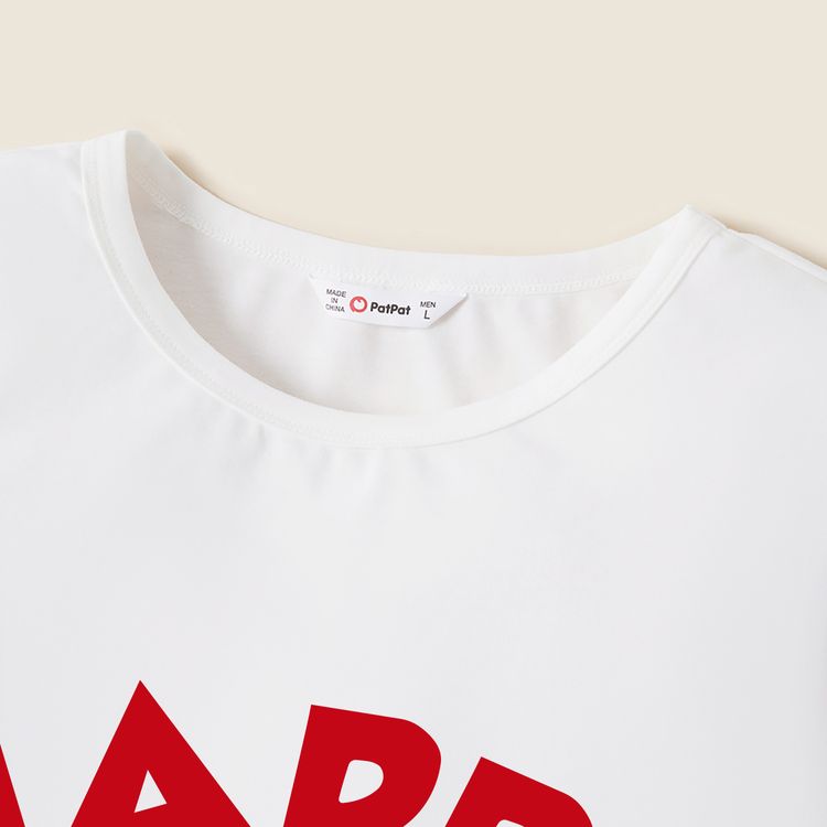 Family Matching American Flag Design Letter Print White Short-sleeve T-shirts White