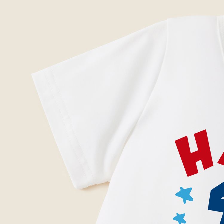 Family Matching American Flag Design Letter Print White Short-sleeve T-shirts White