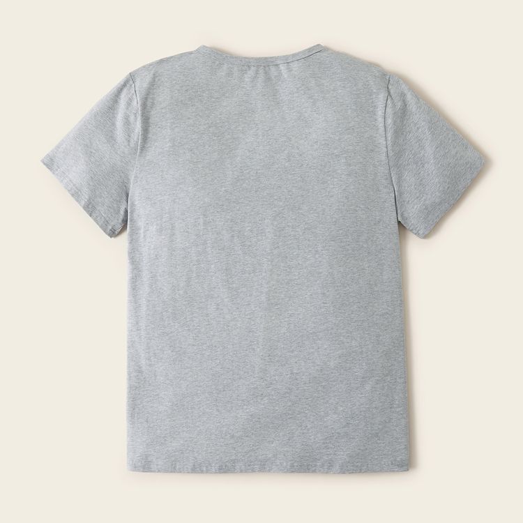 Family Matching Cotton Short-sleeve Stars Stripes Characters Print Grey T-shirts Grey