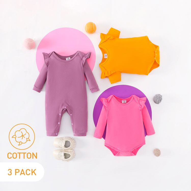 Set da 3 tutine e tutina in cotone per neonato con maniche svolazzanti Solo  €17.22 Patpat IT Cellulare