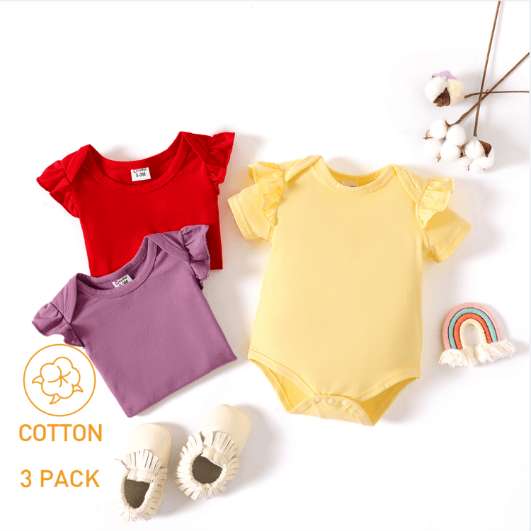 Set da 3 tutine e tutina in cotone per neonato con maniche svolazzanti Solo  €17.22 Patpat IT Cellulare