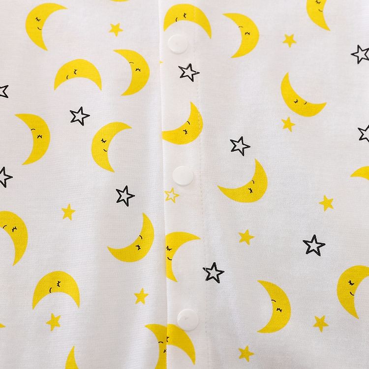 100% Cotton Clouds or Moon Print Short-sleeve Baby Romper White