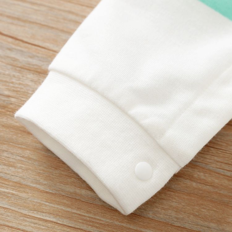 Dinosaur Print Long-sleeve White Baby Jumpsuit White