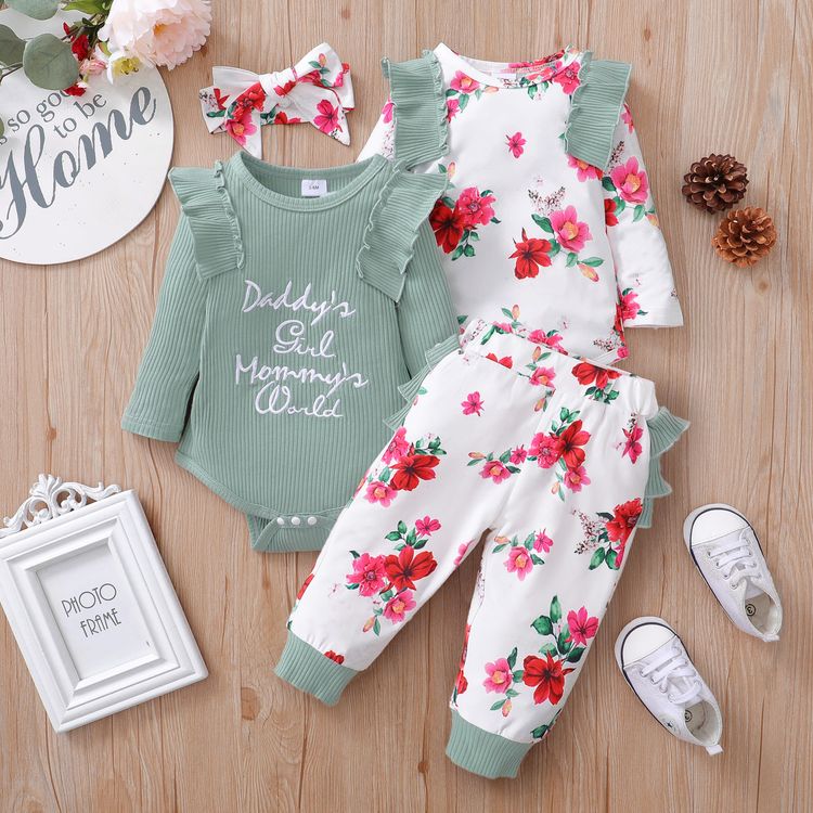 Body Con Estampado De Letras Y Volantes Para Niños Mameluco Body Con Estampado De Letras Y Volantes Para Niños Mameluco