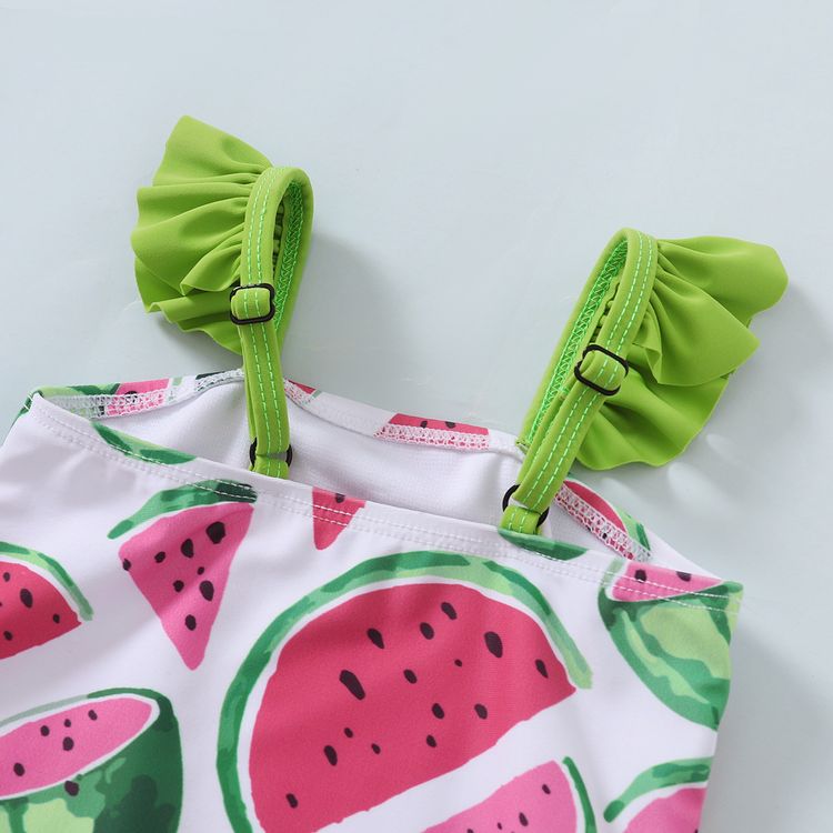 女の赤ちゃん全体スイカプリントフリルスパゲッティストラップワンピース水着 955 42patpat Asia移動のみ