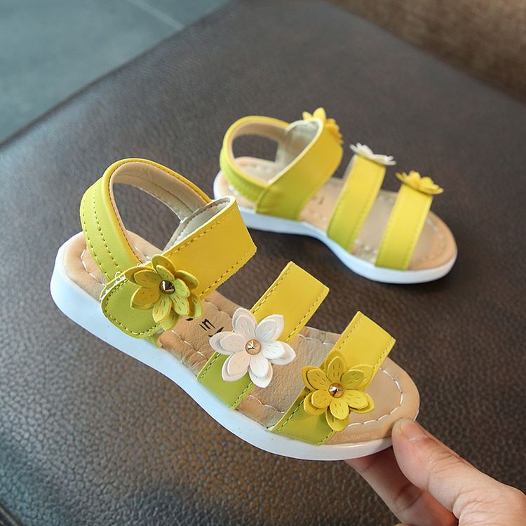 Toddler Girl Pretty Floral Decor Solid Sandals Gold