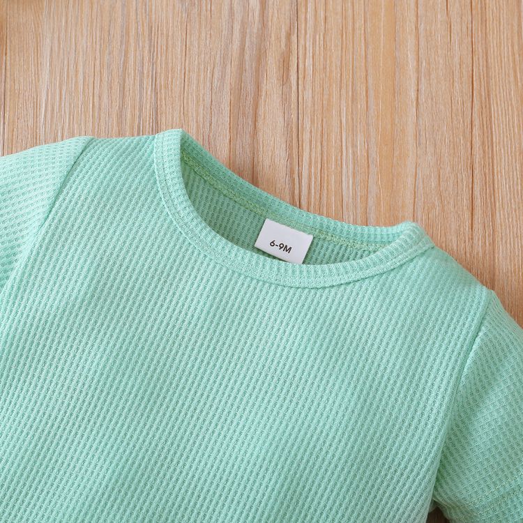 2pcs Baby Boy/Girl Solid Waffle Short-sleeve Set Light Green