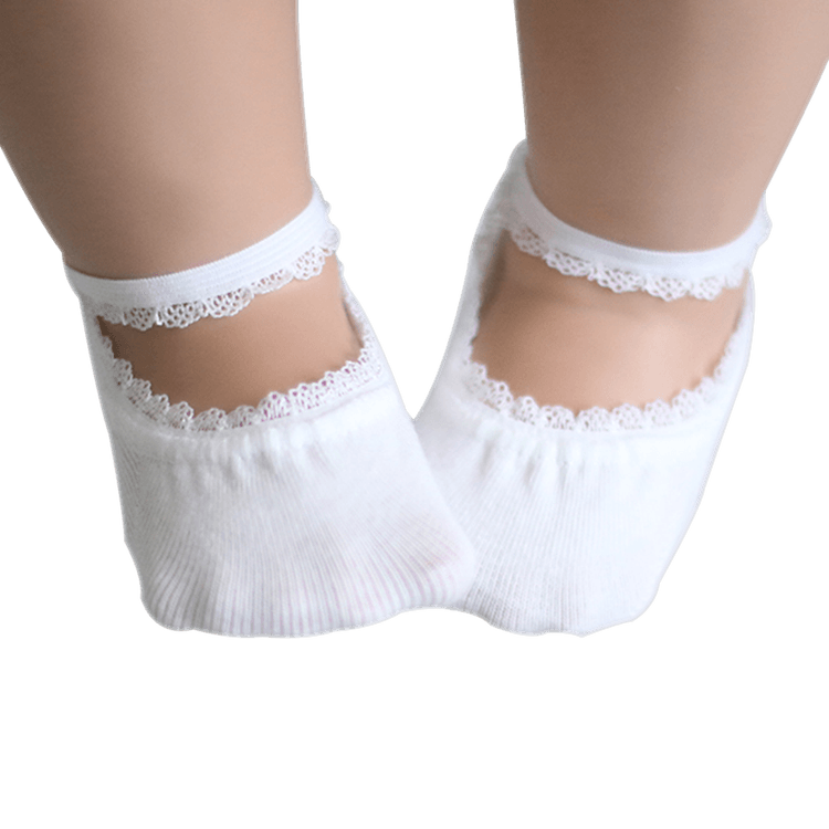 Stylish Solid Lace Design Invisible Socks White