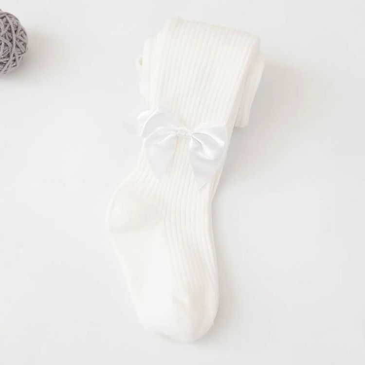 Baby / Toddler Bowknot Solid Tights White