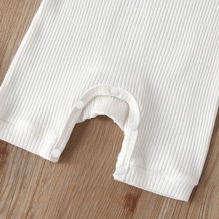 Baby Boy/Girl 95% Cotton Ribbed Short-sleeve Button Up Romper White