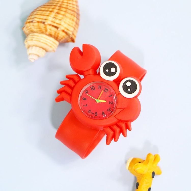 Kids Cartoon Shark Crab Graphic Slap Strap Watch (With Packing Box) Red