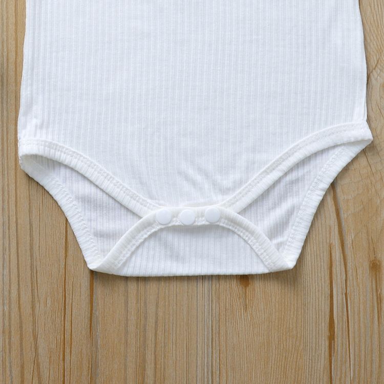 Ribbed Solid Sleeveless Baby Romper White