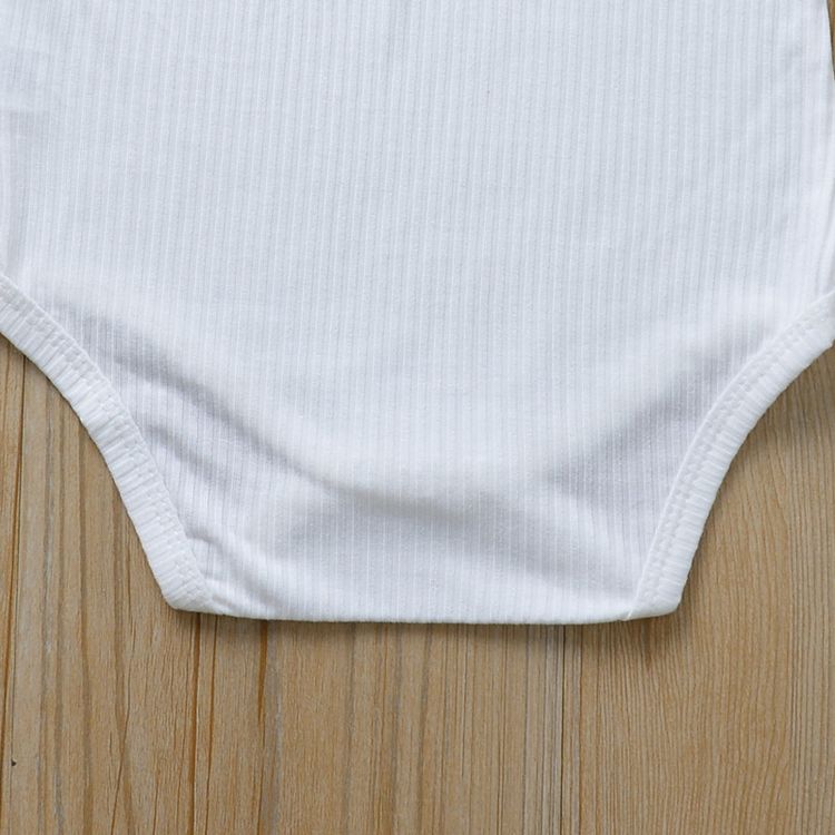 Ribbed Solid Sleeveless Baby Romper White