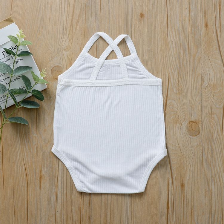 Ribbed Solid Sleeveless Baby Romper White