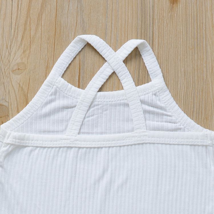 Ribbed Solid Sleeveless Baby Romper White