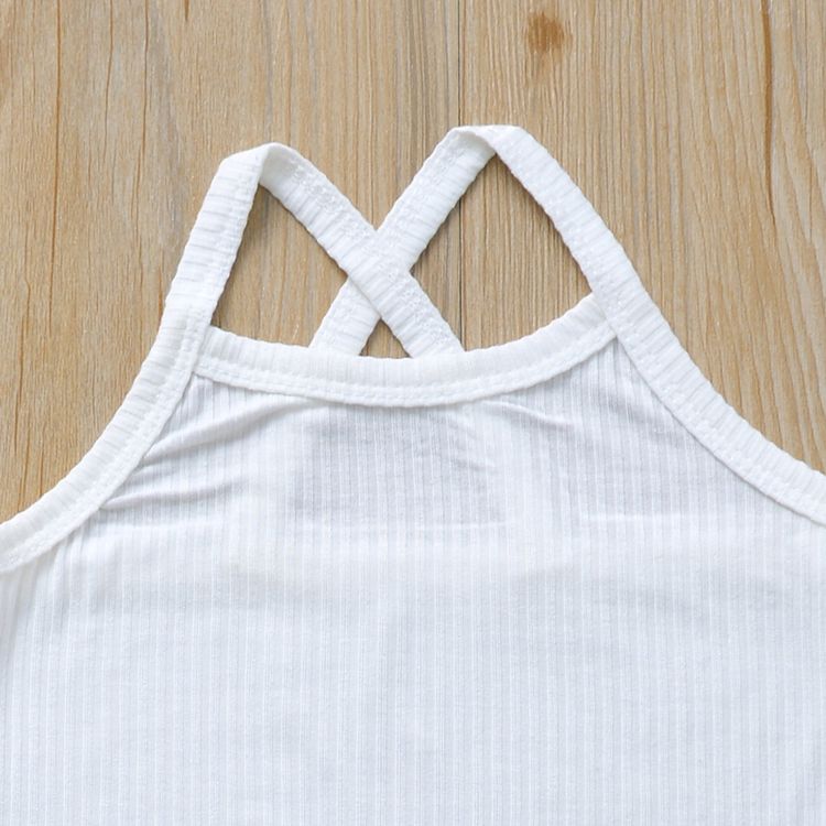 Ribbed Solid Sleeveless Baby Romper White