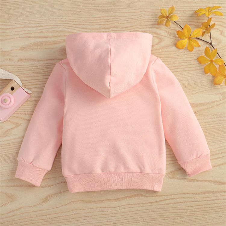 100% Cotton Letter Print Solid Long-sleeve Hooded Baby Sweatshirt Pink
