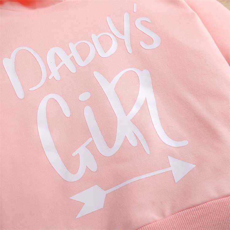 100% Cotton Letter Print Solid Long-sleeve Hooded Baby Sweatshirt Pink