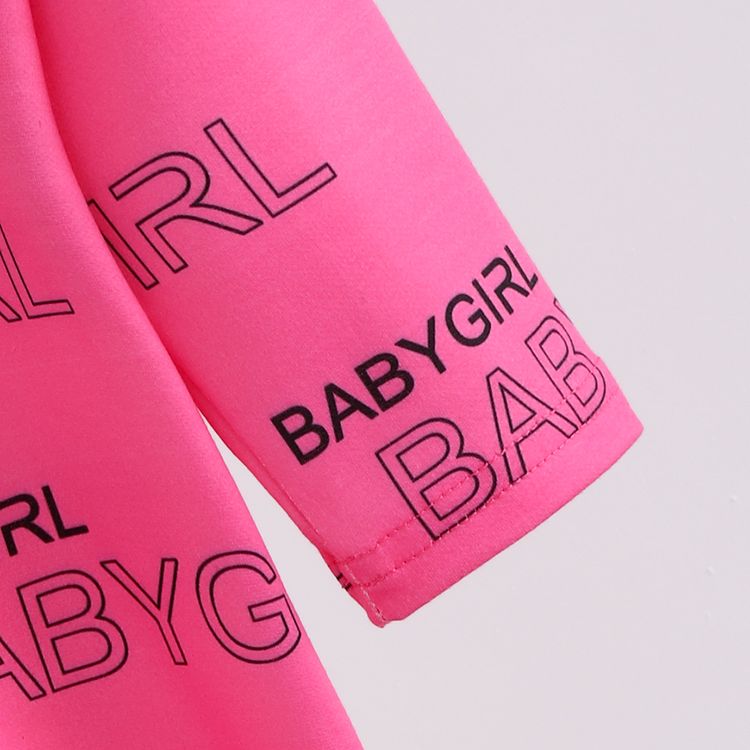 Toddler Girl Letter Print Mock Neck Long-sleeve Pink Dress PINK