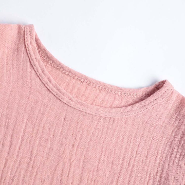 Crepe 2pcs Solid Short-sleeve Baby Set Pink
