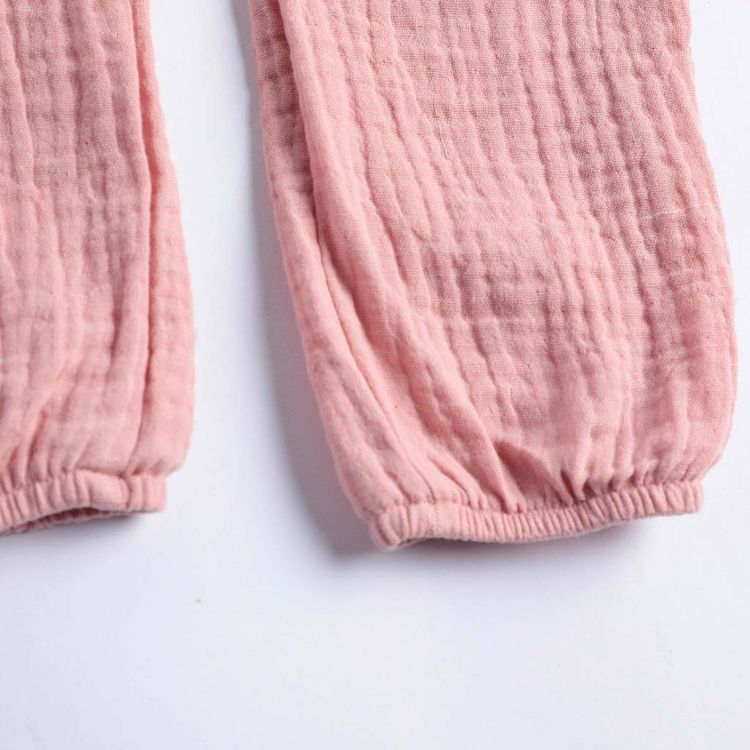 Crepe 2pcs Solid Short-sleeve Baby Set Pink