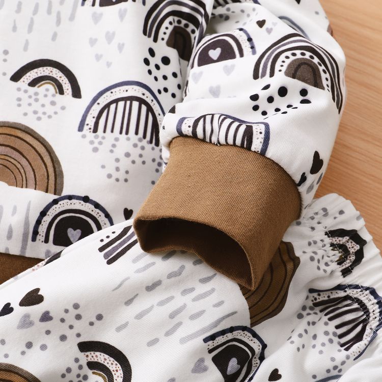 Baby 2pcs All Over Print Khaki Long-sleeve Pullover Set Khaki